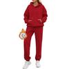 Womens Solid Color Long Sleeve Hooded Fleece Sweatshirt Pants Set Casual Streetwear