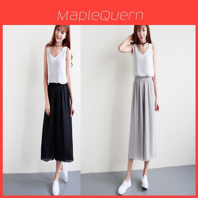 Premium Quality Fashion Elastic Waist Loose Slacks For Effortless Everyday Style