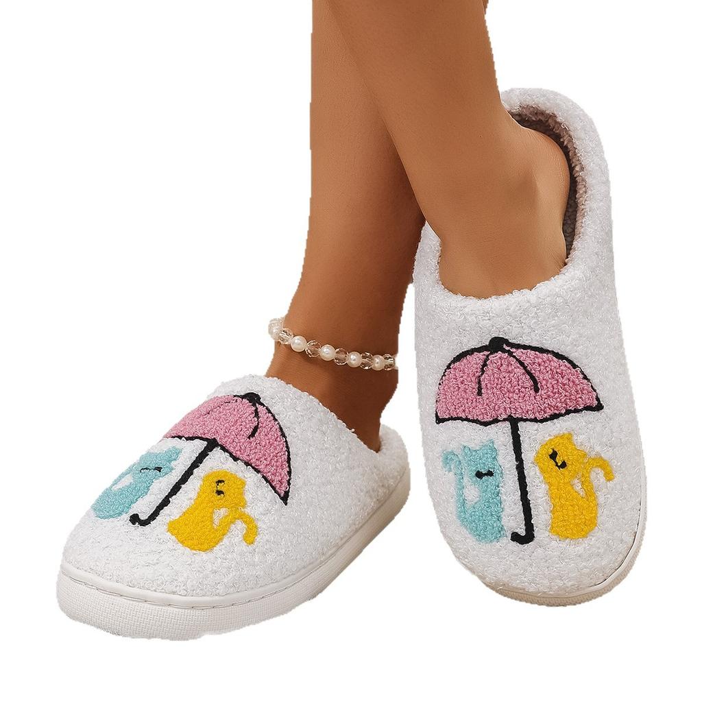 Fashion Women's Home Slippers Umbrella Cat Fluffy Country Nashville Slides Comfortable Comfy Cowboy Style Houseshoes Winter Shoes