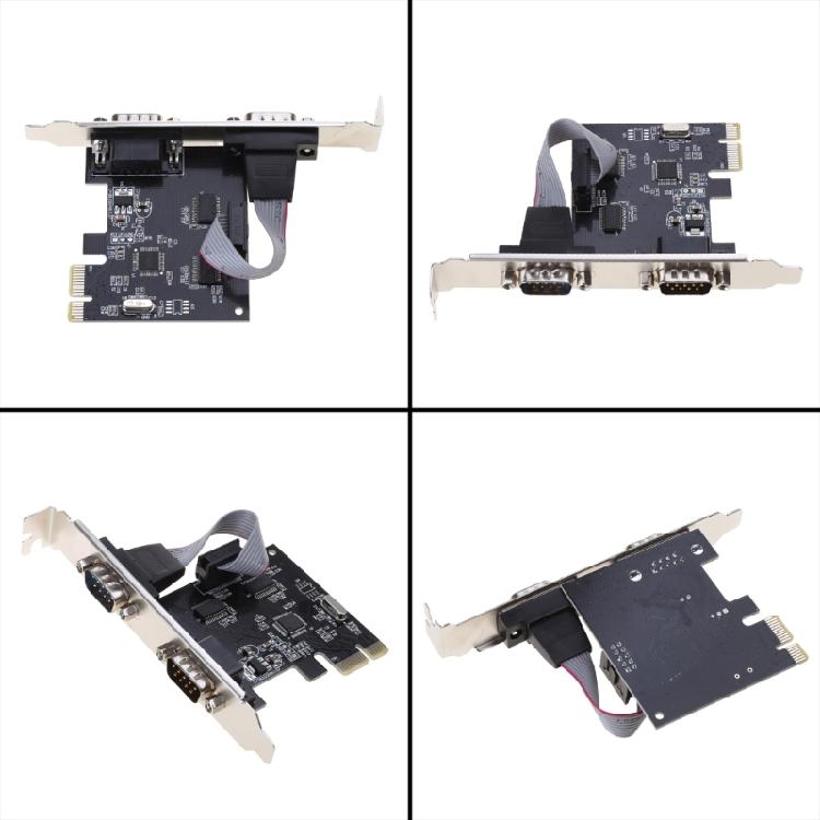 PCIE 2 Port Serial Expansion Card PCI for Express PCI-E To DB9 X2 RS232 COM Adap