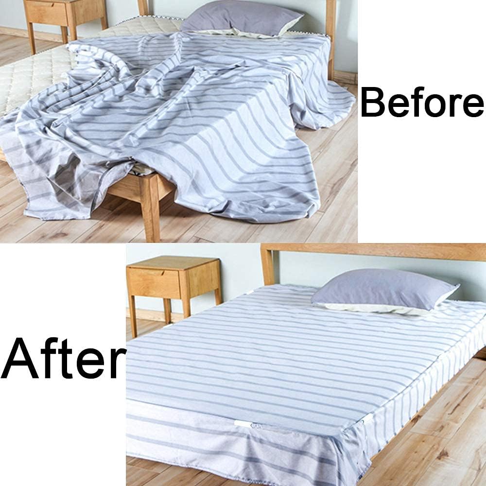 12 Pack Bed Sheet Grippers Sheet Holders Fasteners Bed Sheet Clips Keep Sheets Snug for Mattresses with Raised Edge (White)