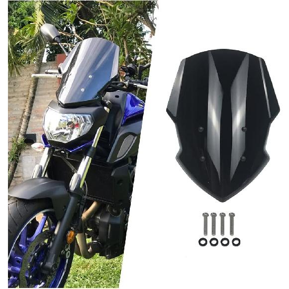 For MT07 FZ07 Windshield for 2018 2019 2020 Yamaha MT FZ 07 Windscreen Flyscreen Wind Deflector Shield Visor Motorcycle Accessories (Dark Smoke)