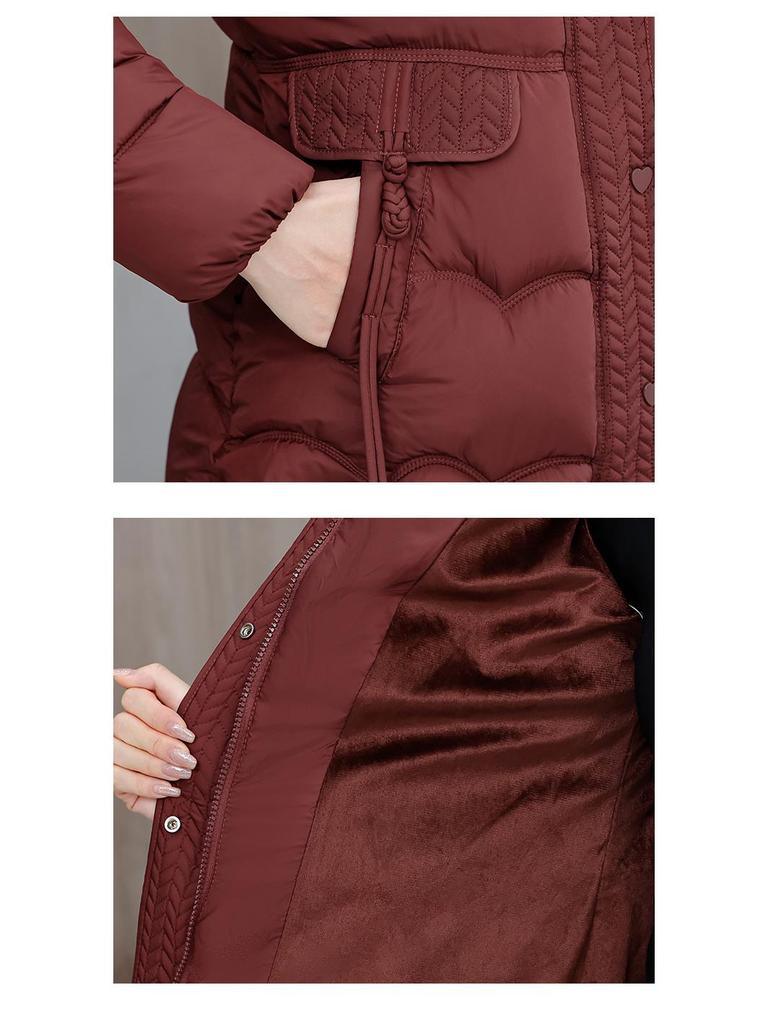 2025 Winter Women's Plus-Size Mid-Length Cotton Jacket - Warm and Fashionable for Mothers