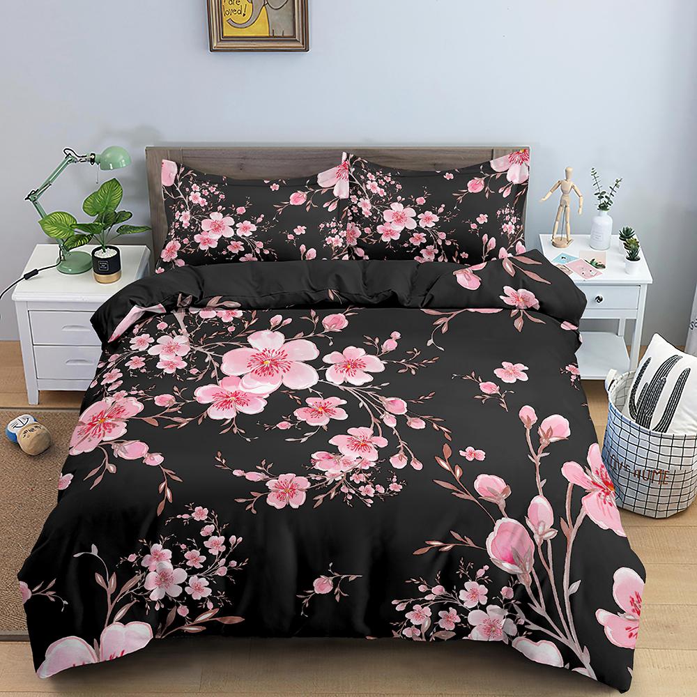 Tropical Leaves Butterfly Printed Duvet Cover Bedding Sets With Pillow Case Luxury Polyester Bedspread Queen/King Size Gift Blue