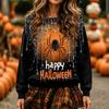 Women's Halloween Print Long Sleeve Neck Pullover Sweatshirt