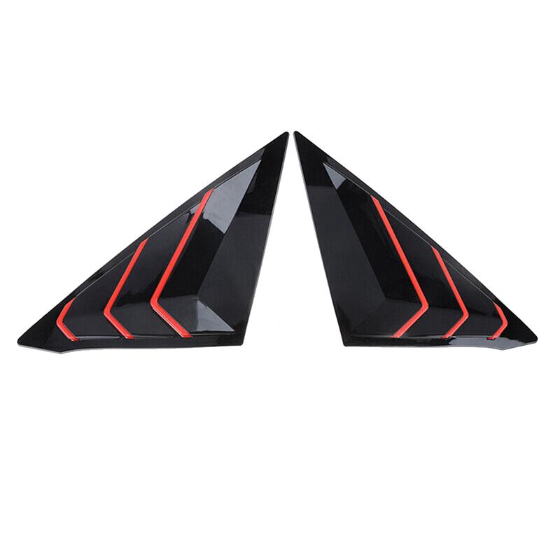 For Honda Civic   Sedan Rear Side Vent Quarter Window Louver Shutter Cover Gloss Black+Red Car Parts