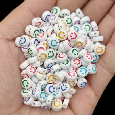 Pendant Cute For Jewelry Making DIY Crafts Loose Beads Wholesale Colorful Smiling Necklace Bracelet 50Pcs 4*7mm