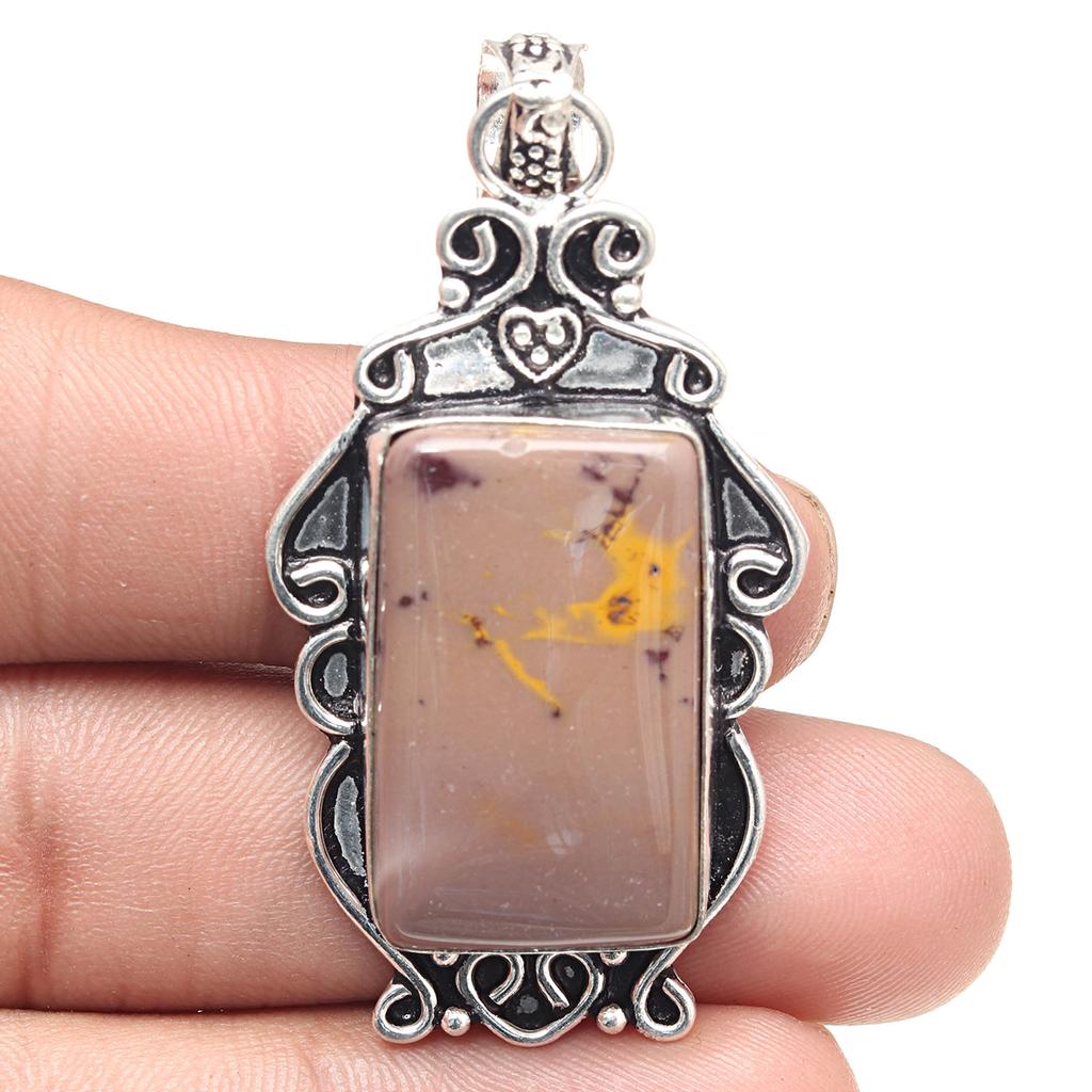 Pendant Wild Horse Jasper Gemstone Valentine'Day Gift Silver Jewelry 2.25"