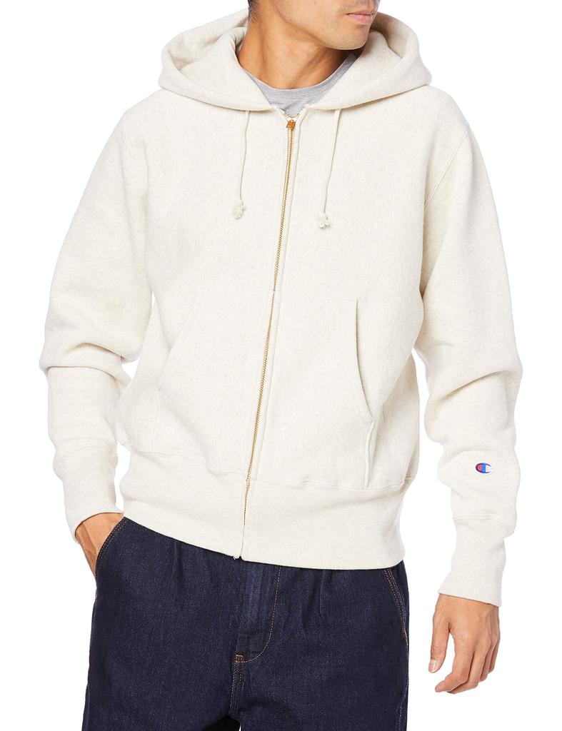 Champion Reverse Weave Zip Size M Size M Sweatshirt, Men's, Oatmeal, (C3-W103), (Japan)