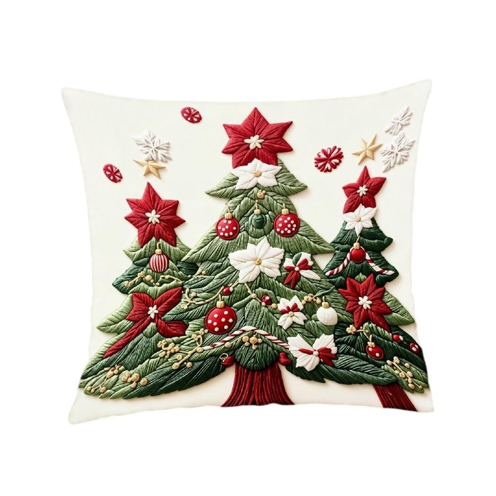 Plush Christmas Pillow Cover Soft Xmas Tree Pillowslip Elk Santa Pillow Cover  Living Room