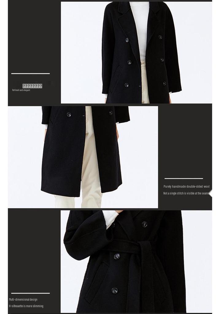 Red Wool Double-faced Long Coat with Belt - Winter Fashion Outerwear