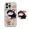 Magnetic Cartoon 16promax Transparent IPhone 15 Mobile Phone Case Suitable for 13 Hammer Cat Rotating Bracket 14 Soft
