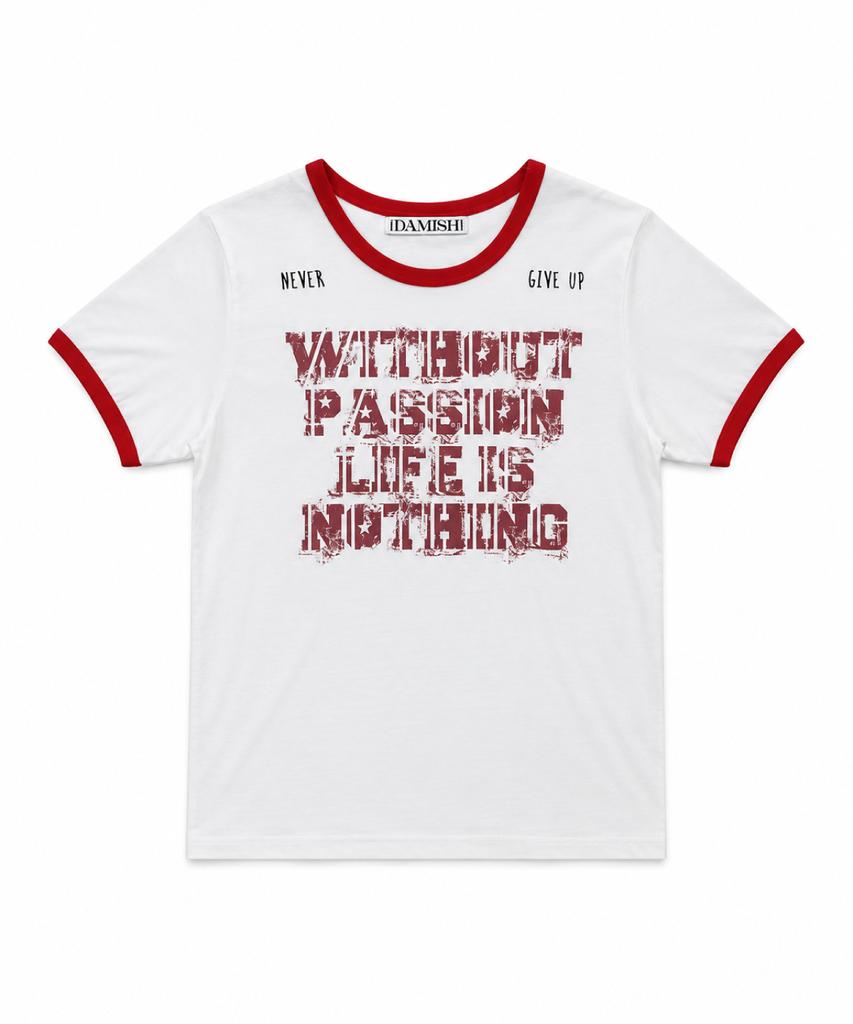 Damiswi Vintage Lettering Ringer T-Shirt_Red