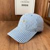Autumn checked baseball cap women's gold star embroidered letter soft top cap casual face hat