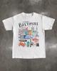Baltimore Maryland Grafisk T-shirt, Charm City Skyline og Blå Krabbe Souvenir Tee