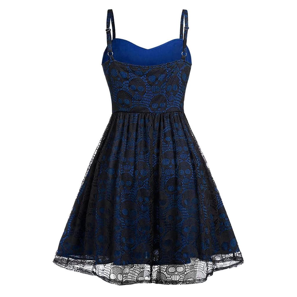 Women's Plus Size Halloween Lace Mesh Patchwork Sleeveless Camisole Dress