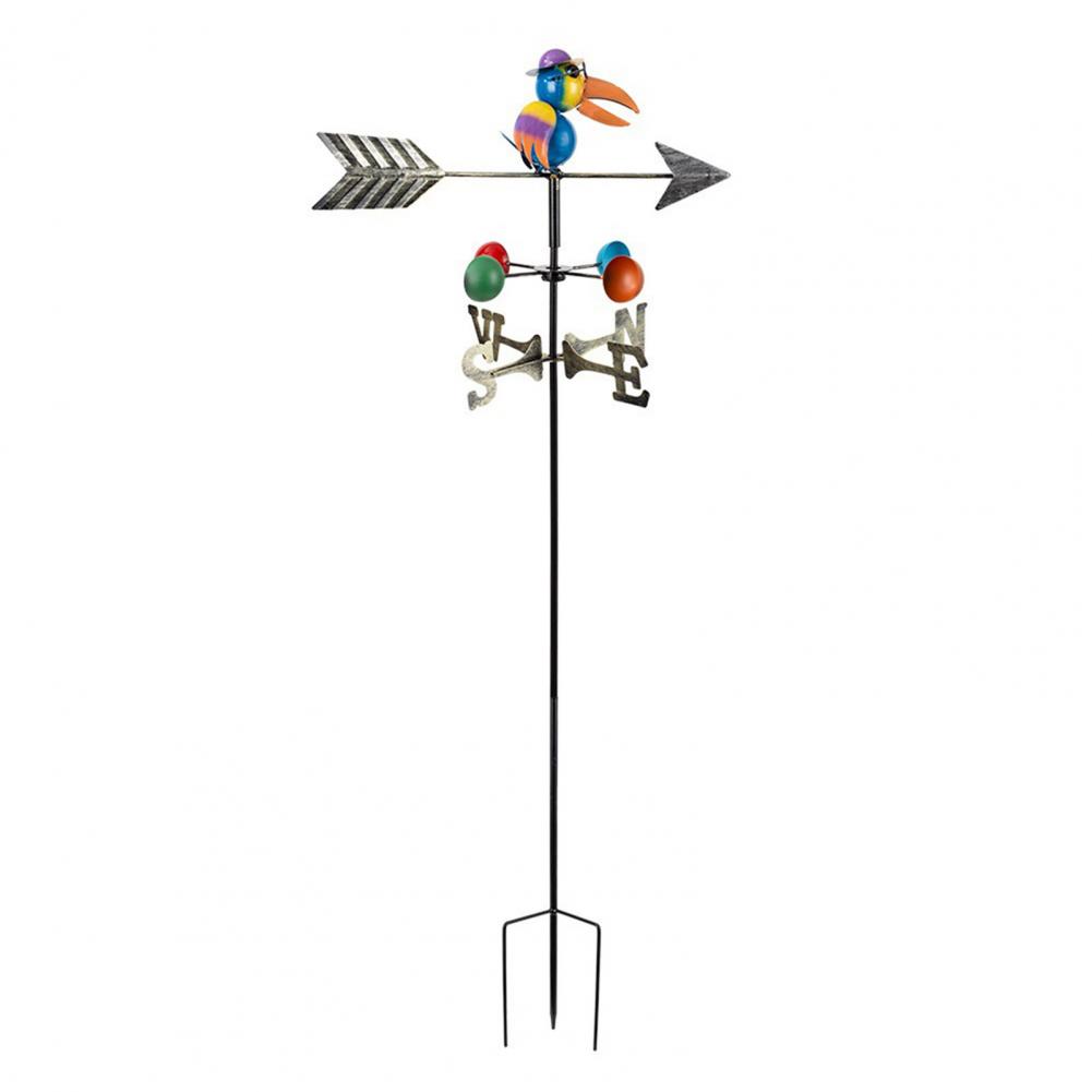 Courtyard Weather Vane Outdoor Weather Vane Colorful Iron Owl Wind Vane with Hot Air Balloon Toucan Outdoor Garden for Courtyard