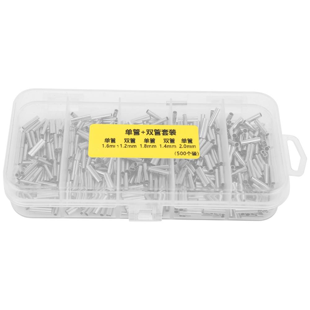 500PCS Length 1cm Fishing Line Connectors Copper Fishing Crimp Sleeve Kit  for Fishing Line