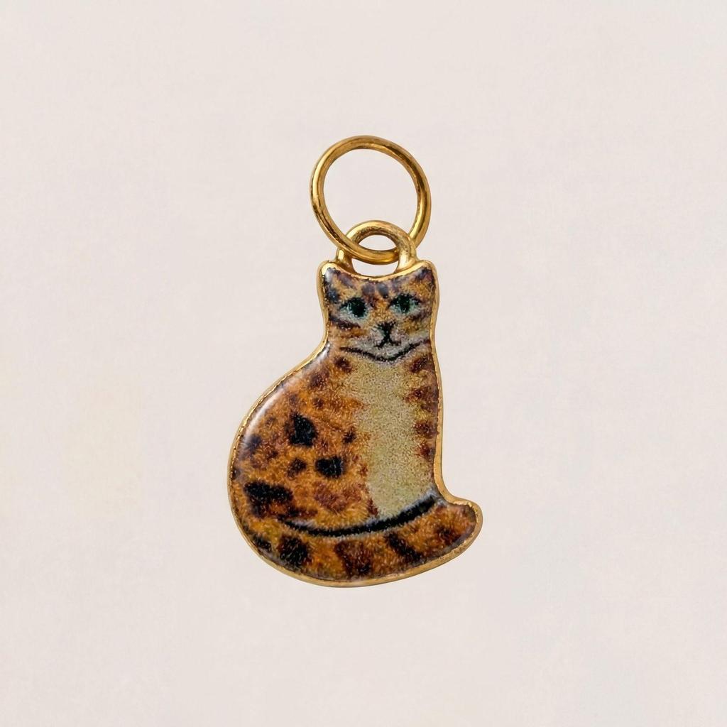 Stainless Steel Kitten Print Enamel Ceramic Pendant Necklace/Bracelet