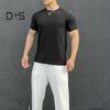 Men Summer Top with 3D Texture Round Neck Short Sleeves Loose Solid Color Muscular Men Sport T-shirt Daily Exercise Shirt