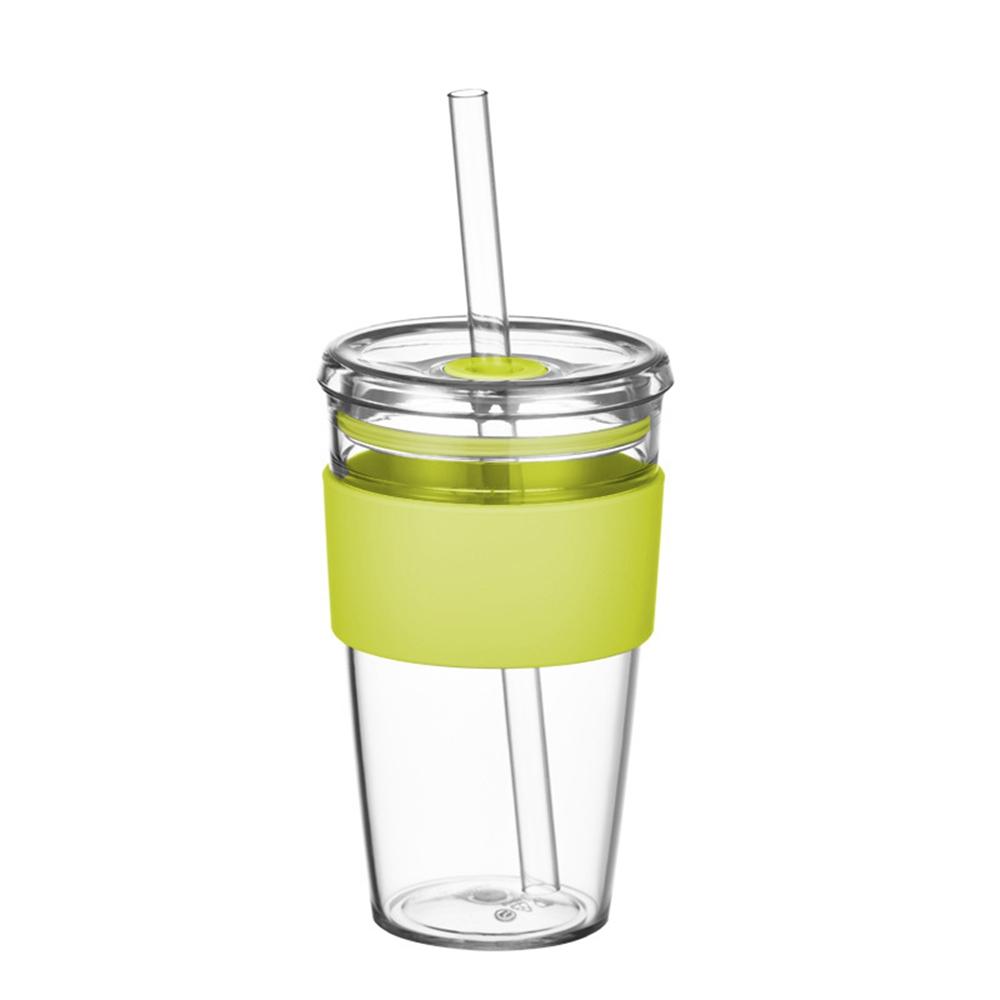 450ml Tritan Straw Cup Water Bottle Coffee Mug with Sleeve Portable Drinkware for Home/Office (No FDA, BPA-Free)