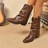 Fashion Ladies Shoes 2025 Hot Sale Slip-on Women's Boots Fashion Turned-over Edge Modern Boots Women Pointed Toe Mid-Calf Boots Zapatos