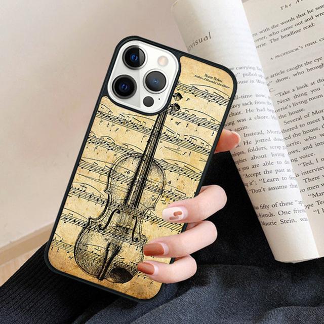 Musical Notes Violin Classical Phone Case Back Cover for iPhone 17 Air 16 15 14 13 11 12 Pro Max Plus Fundas
