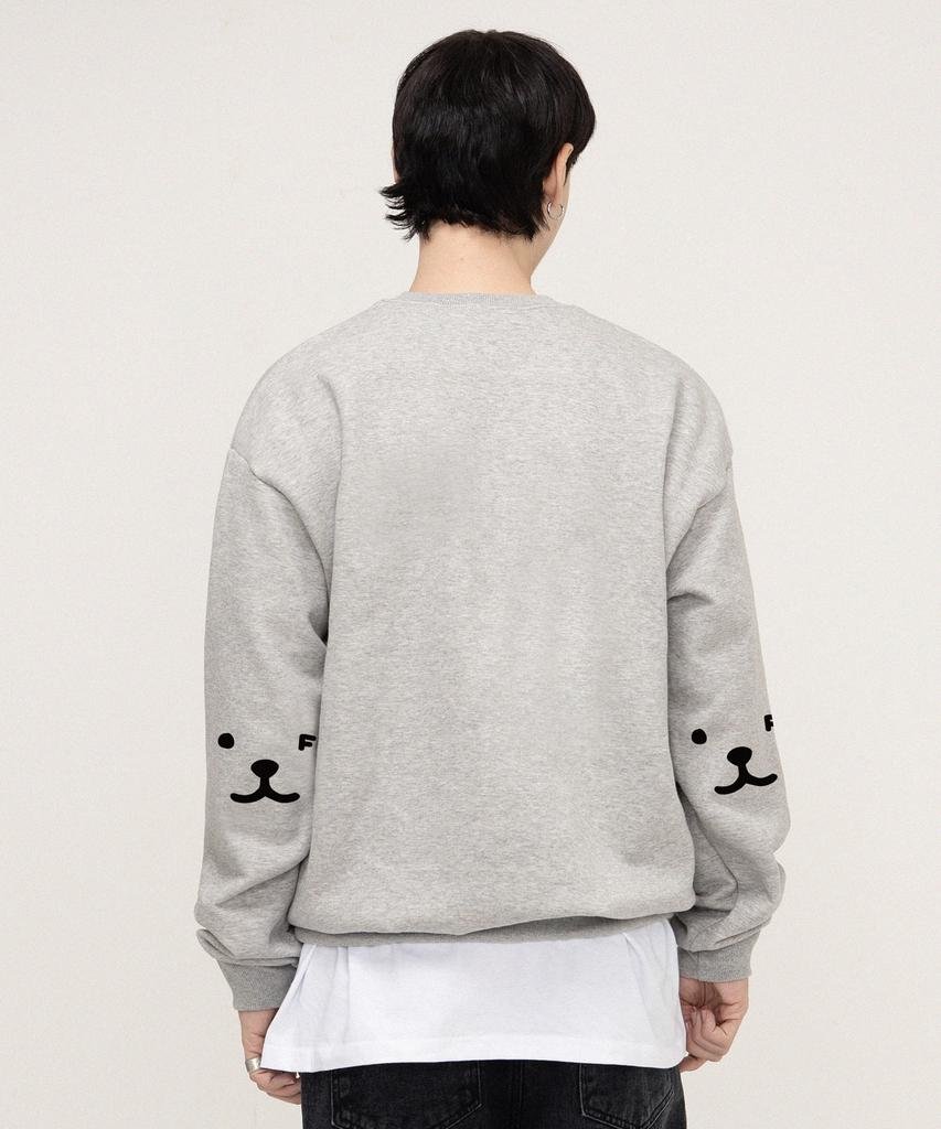 GRAVER [Unisex] Elbow Puppy Face Smile Sweatshirt_Gray/Black Logo