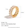 MamacitaSlay 316L Stainless Steel Heart Square Zircon Ring 18K Gold Plated Waterproof Stackable Statement Jewelry For Women Gift