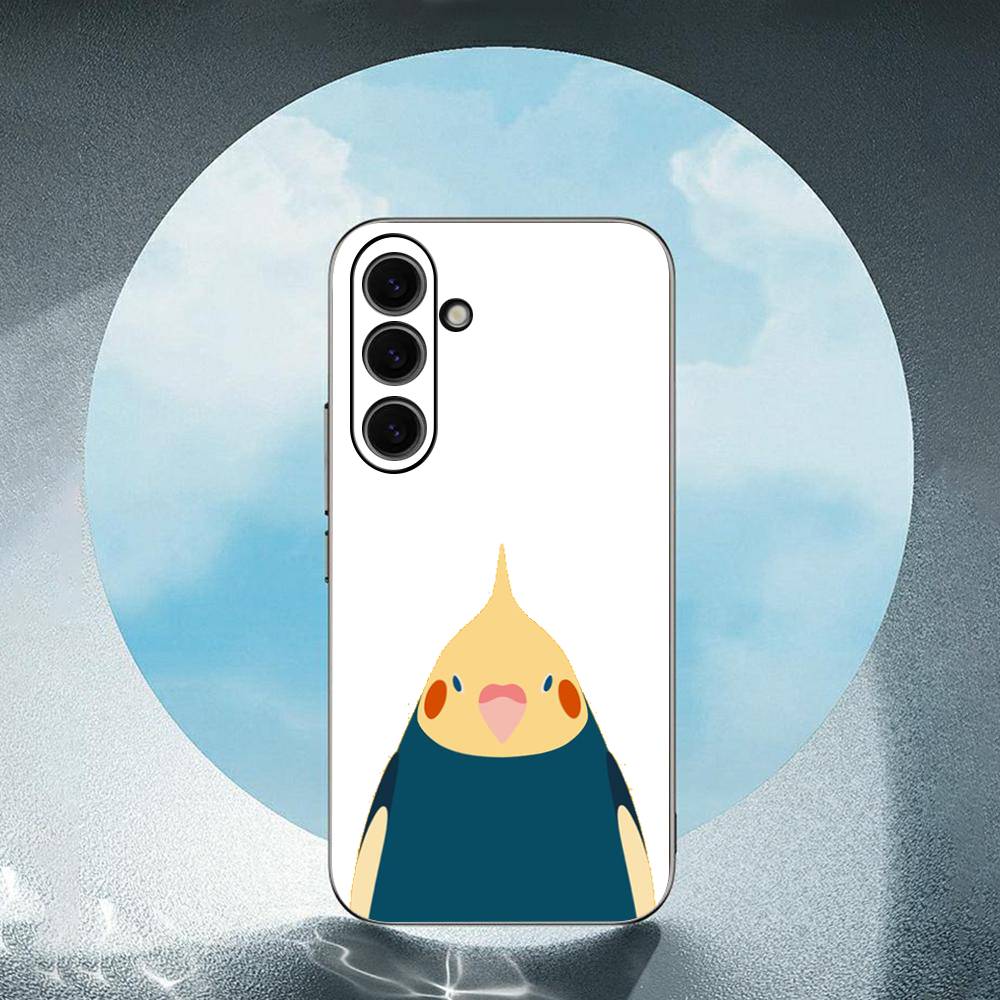 Cartoon Parrot Luxury Black Phone Case For Samsung Galaxy S23 S24 S25 Ultra S22 Plus S21
