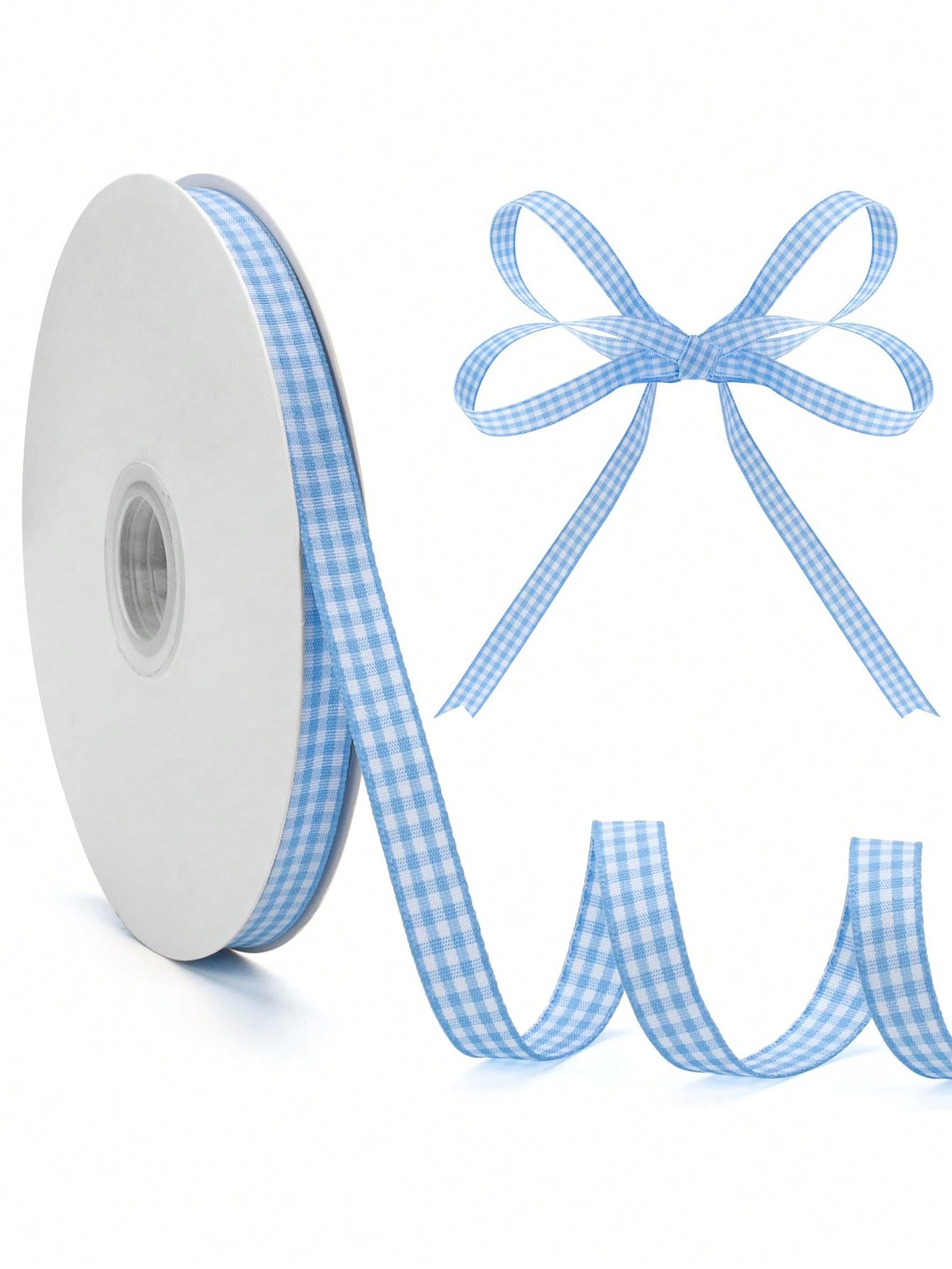 

1Roll/2Pcs Red White Gingham Plaid Ribbon Valentine s Day Bow Ribbon For Gift Wrapping Party Decoration Craft Hair Accessories 10Yards 2 Rolls синій