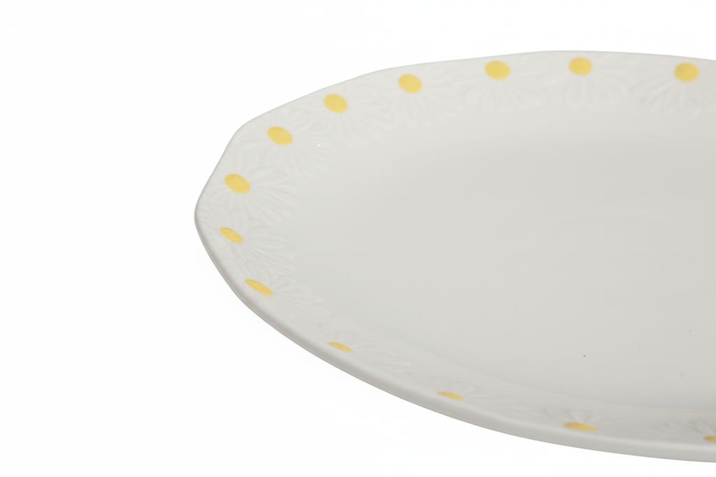 Large Dinner Plate For Serving Dishes 26 Cm White Ceramics Daisy Line