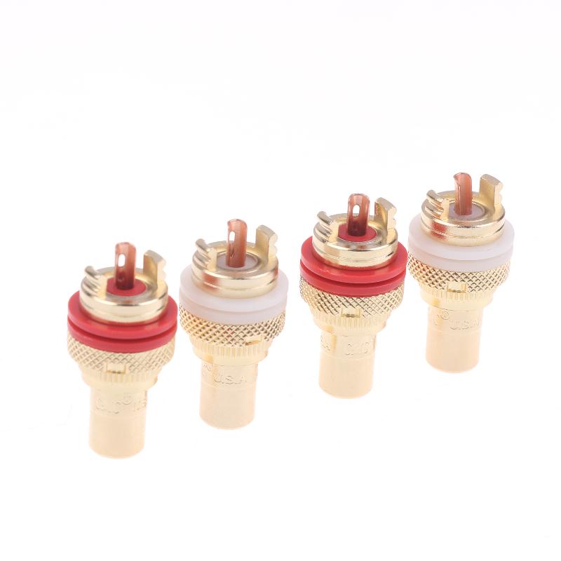 2/4Pcs Rca Jack Plug Copper Gold Plated Cmc Rca Socket For Speakers Terminals Audio Wire Connectors Accessories 2Pairs