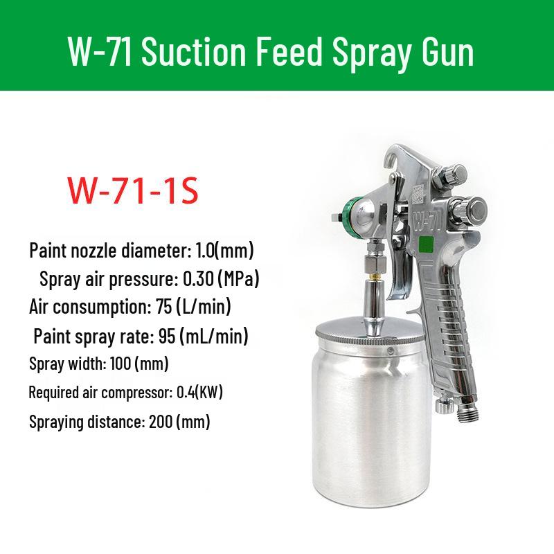 W-71 High Atomization Spray Gun for Sheet Metal, Automotive, Furniture, and Woodworking with Latex and Oil Paint Compatibility.