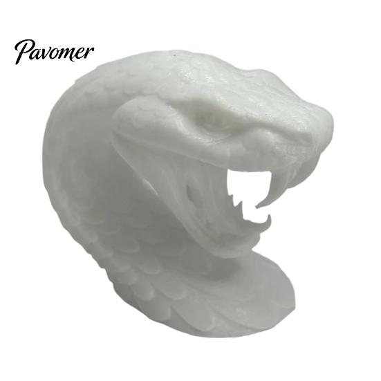 Snake Sculpture for Shelves 3D Printed Head Ornament, Desk with Sharp Teeth, Wild Style Ornament Realistic Animal Figurine Halloween Home Living Room