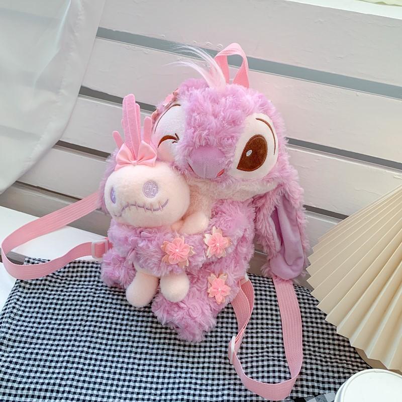 

Сине-розовые плюшевые сумки Лило Милый мультяшный рюкзак на молнии Подарки Детям