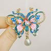 Retro enamel-colored pearl butterfly brooch - High-end, niche-style corsage fastener with anti-glare function, elegant pin.