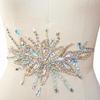 Exquisite Uniquely Pure Handmade AB Colour Bright Crystal Patches Sew-on Rhinestones Applique with Stones Sequins Beads for Wedding Dress DIY Manual