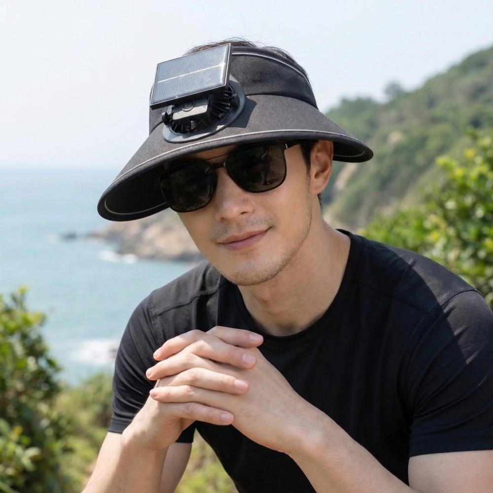 Breiter Rand Sonnenschutzhut Atmungsaktiver Kühlventilatorhut Modischer Sonnenschutz-Ventilatorhut Damen