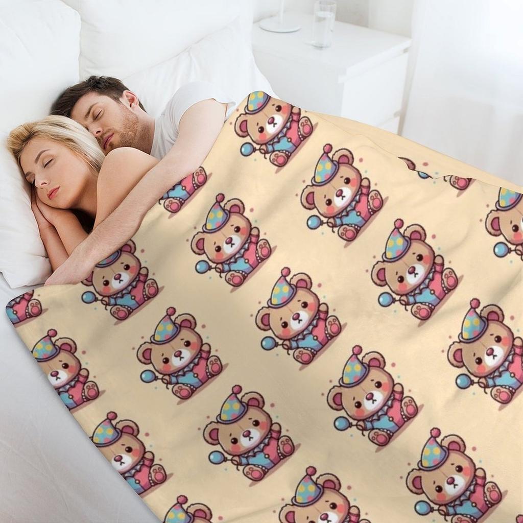 clown bear Throw Blanket Nap For Sofa Thin Thermal Bed linens Blankets