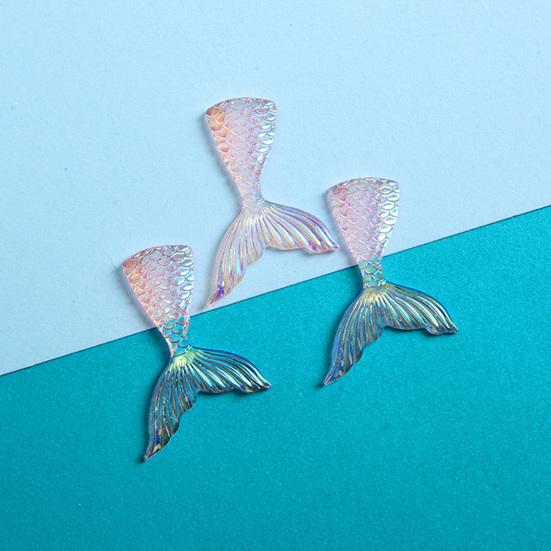 10Pcs Resin Accessories Shiny Lovely Flat Colorful Fish Tail Mini Back Ornament Tail Mermaid Charms Hairbow