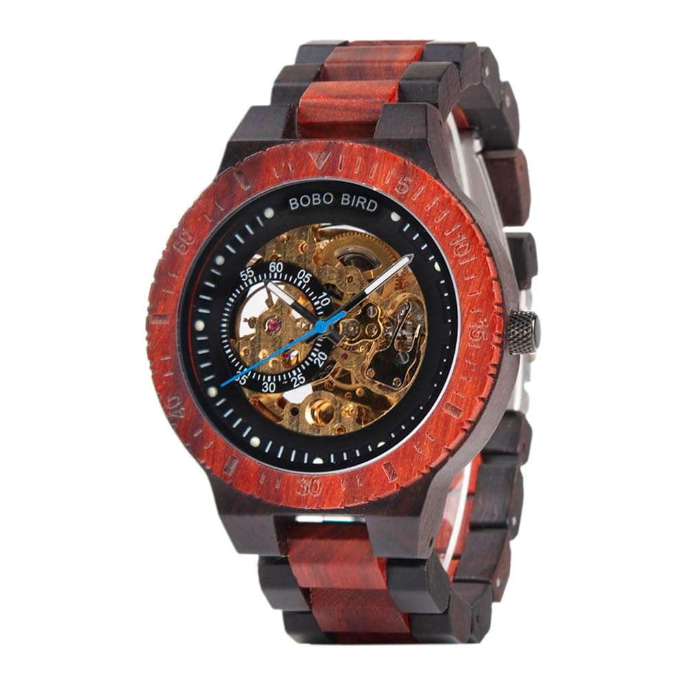 Bobo Bird Men s Wooden Watch Luxury Mechanical Lightweight Brown Band Timepiece