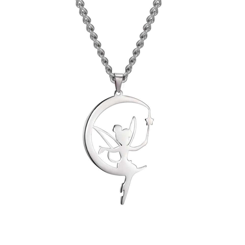 Cazador Gold Color Stainless Steel Fairy Angel Choker Necklace for Women Pendant Chain Necklace Birthday Anniversary Gifts