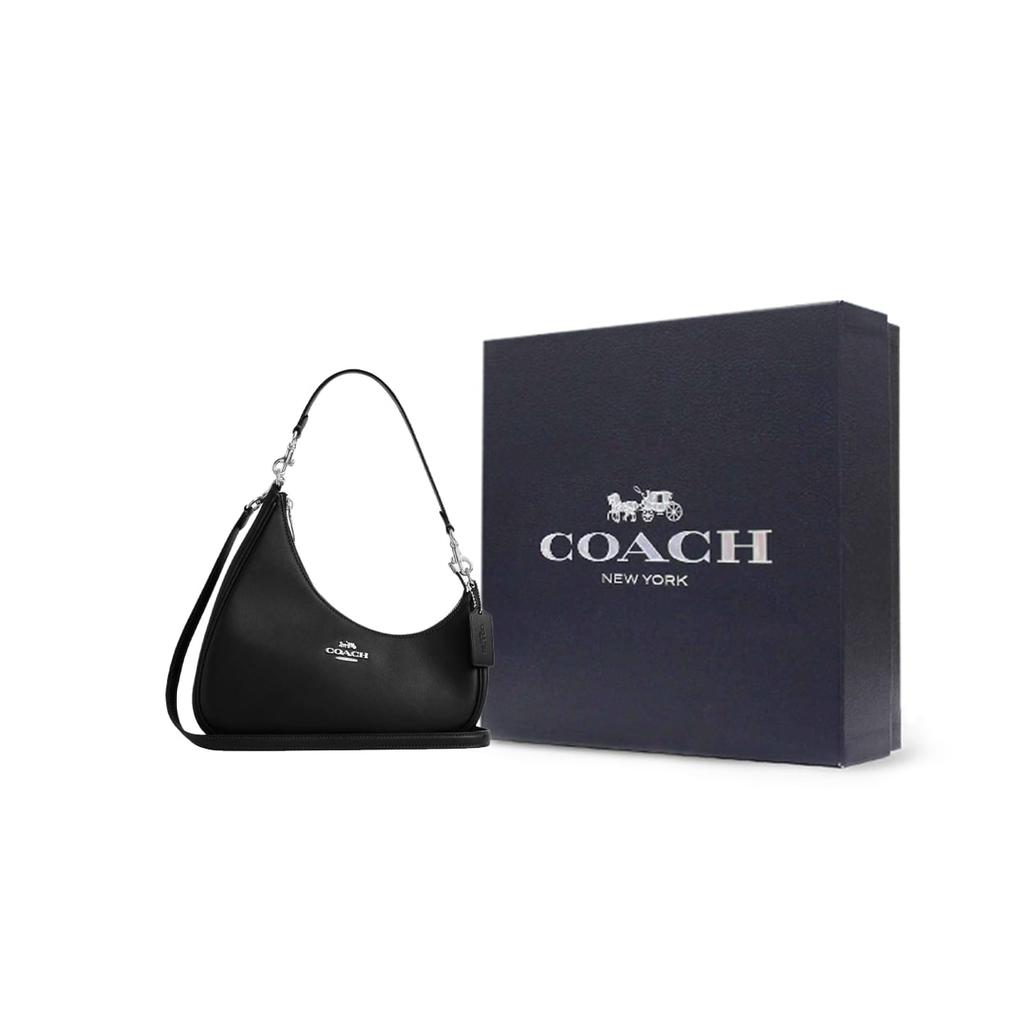 Coach Teri Leather Shoulder Bag Large Women's Black CBI01-SVBK