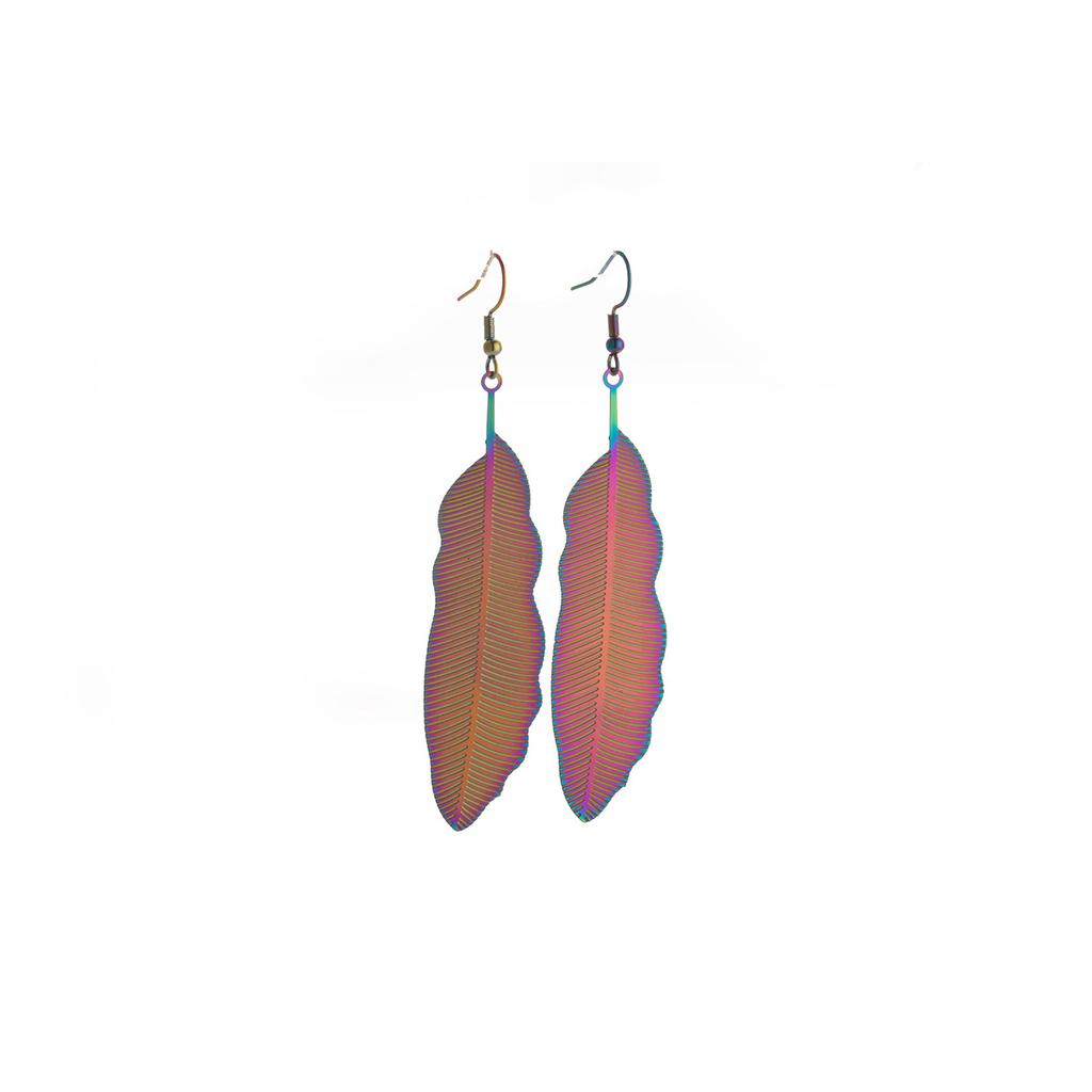 Retro Symphony Feather Hollow Earrings Female, Bohemian Ethnic Style Light Luxury High Sense Fashion Ear Hook