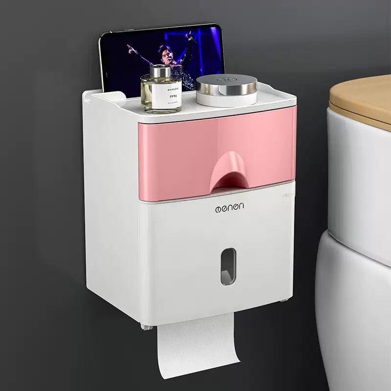 Toilet tissue box waterproof punch-free toilet paper toilet paper rack toilet wall-mounted paper box paper roll