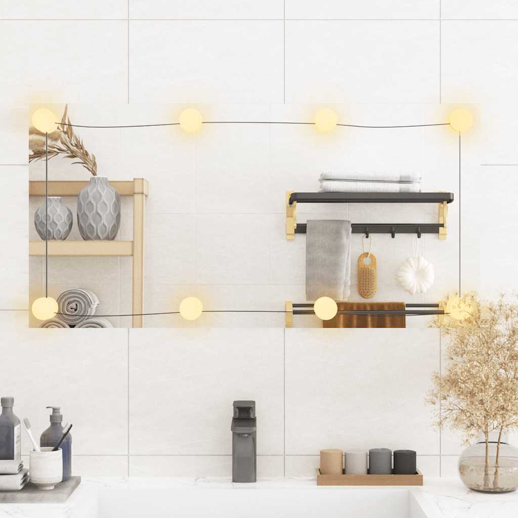 Vidaxl Lustro Ścienne Z Led, 40X80 Cm, Szklane, Prostokątne