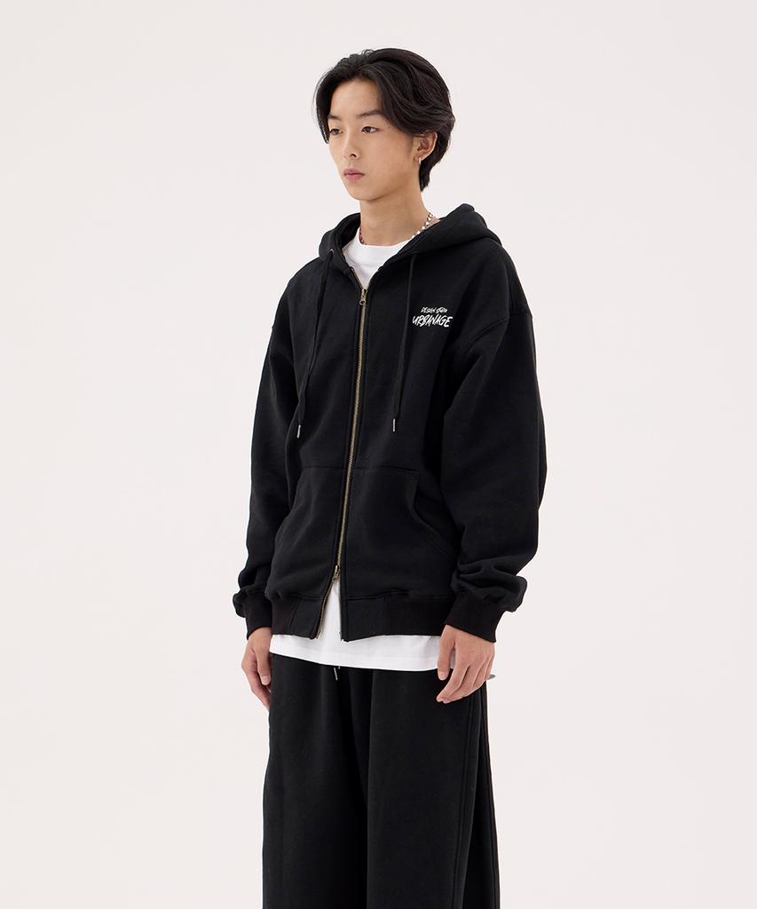 Urbanage Design Studio Logo Oversized Zip-Up Hoodie_Black