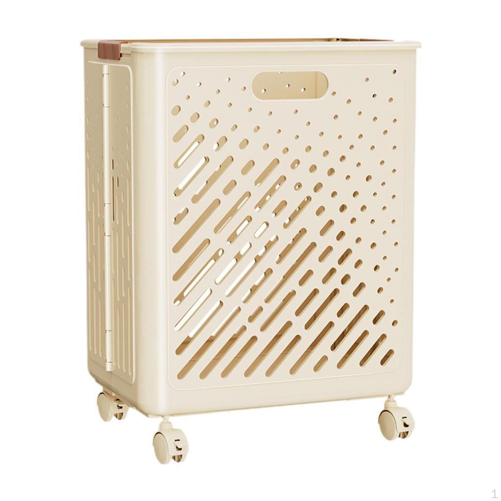 Dirty Clothes Basket Bathroom Laundry Rolling Wheeled Storage Organization Rack for
