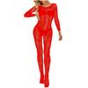 Women's Sheer Fishnet Bodystocking Long Sleeve Open Crotch One Piece Lingerie Stretchy Mesh Bodysuit